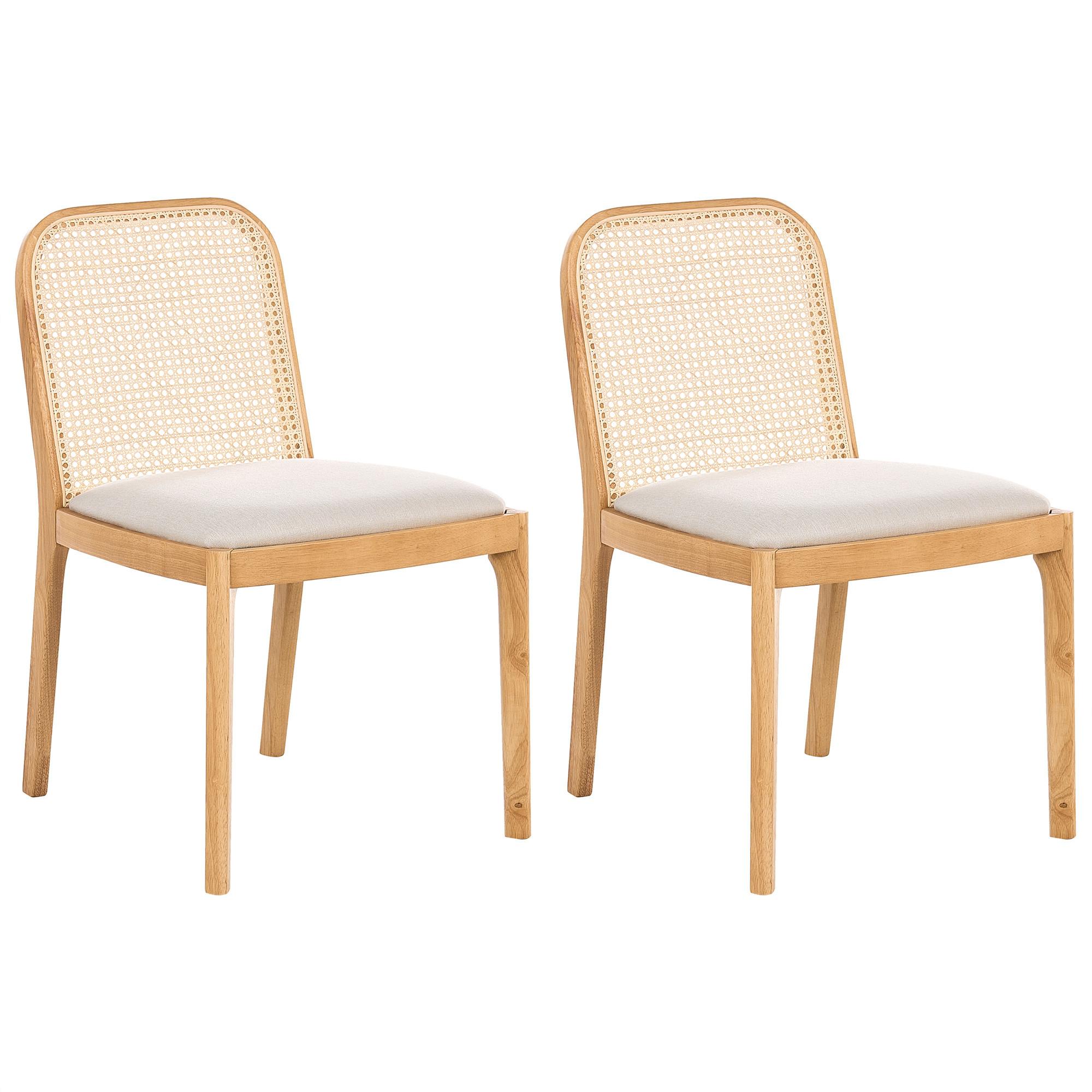 ESSZIMMERSTUHL 2er Set Stoff Hellbraun/Beige Edina - Beige/Braun, Holz/Textil (50/80/54cm) - Beliani