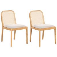 ESSZIMMERSTUHL 2er Set Stoff Hellbraun/Beige Edina - Beige/Braun, Holz/Textil (50/80/54cm) - Beliani