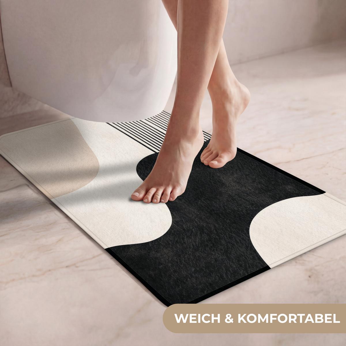 WC-VORLEGER Abstrakt - Japandi - Beige - Modern WC Teppich 50x80 cm - Beige, Textil (50/1cm) - OnlyWow