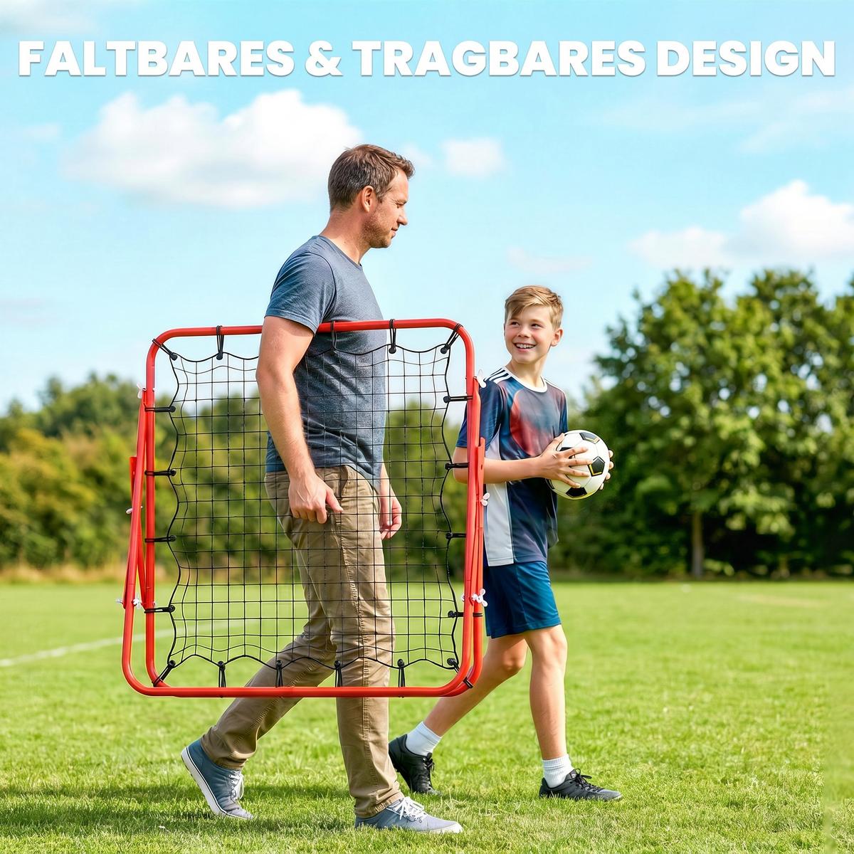 REBOUNDER, PE, Rot/Schwarz, 96L x 80B x 96H cm - Rot, Metall (80/96cm) - HOMCOM