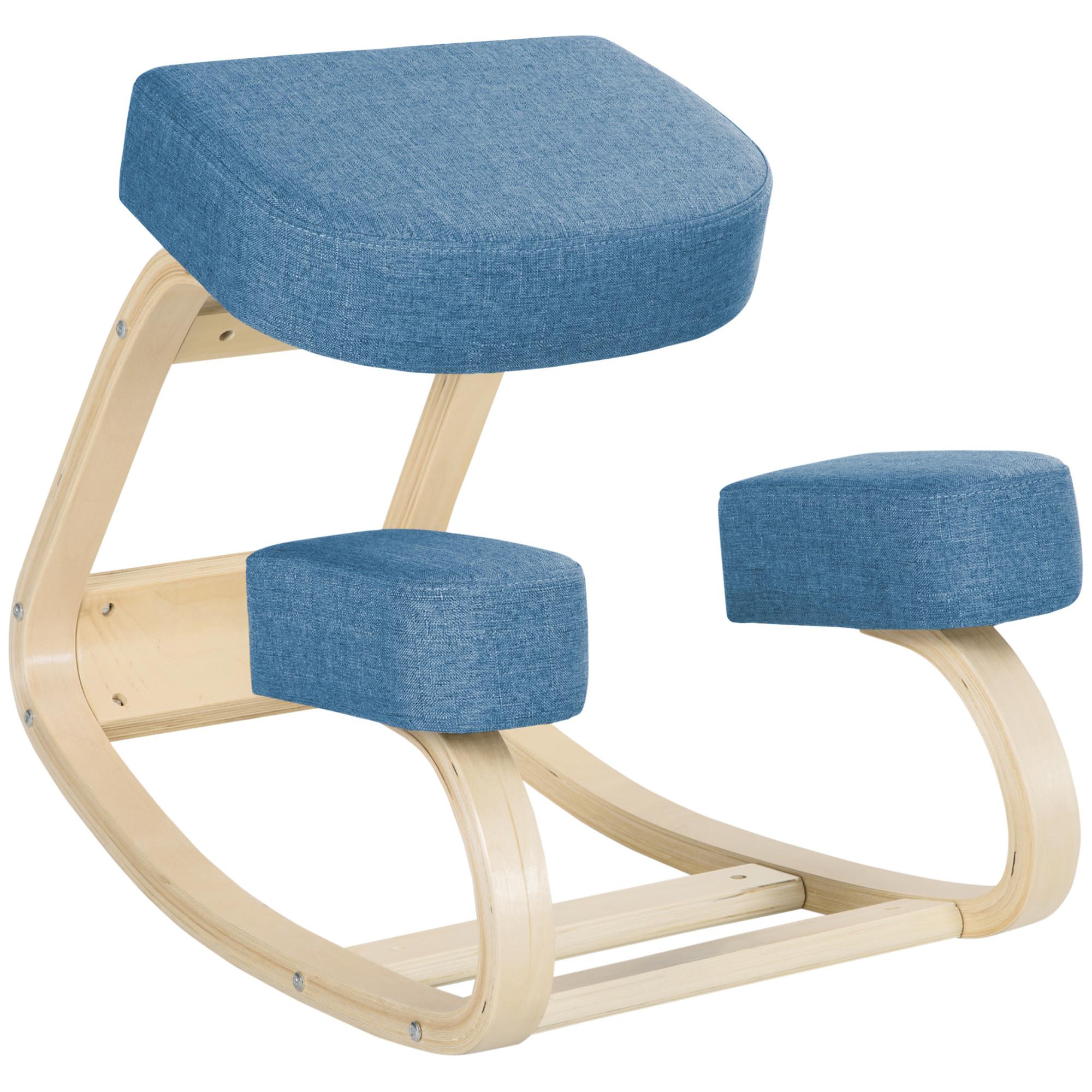 KNIESTUHL Birke Polyester Blau - Blau, Holz (51/58/69cm) - Vinsetto