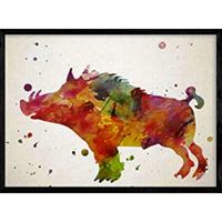 POSTER Foca Aquarell-Stil A4 Schwarzer Rahmen - Schwarz, Papier (29.7/5/21cm) - Nacnic