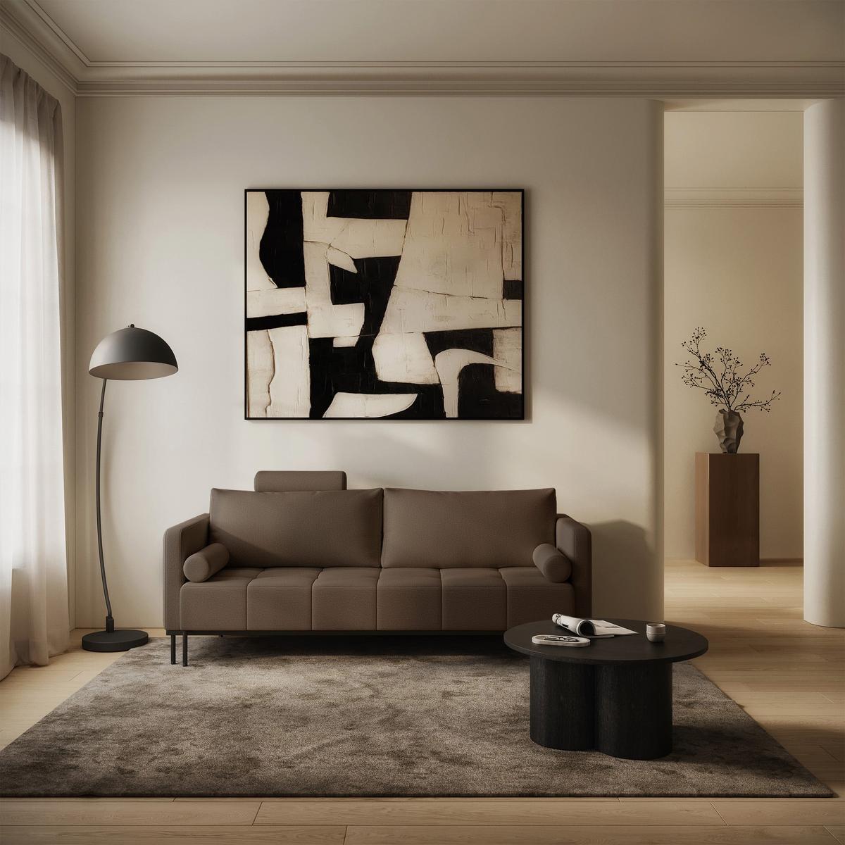 SCHLAFSOFA Skilia mit Schlaffunktion, 3-Sitzer 224 cm - Schwarz/Braun, Textil/Metall (224/85/102cm) - Selsey