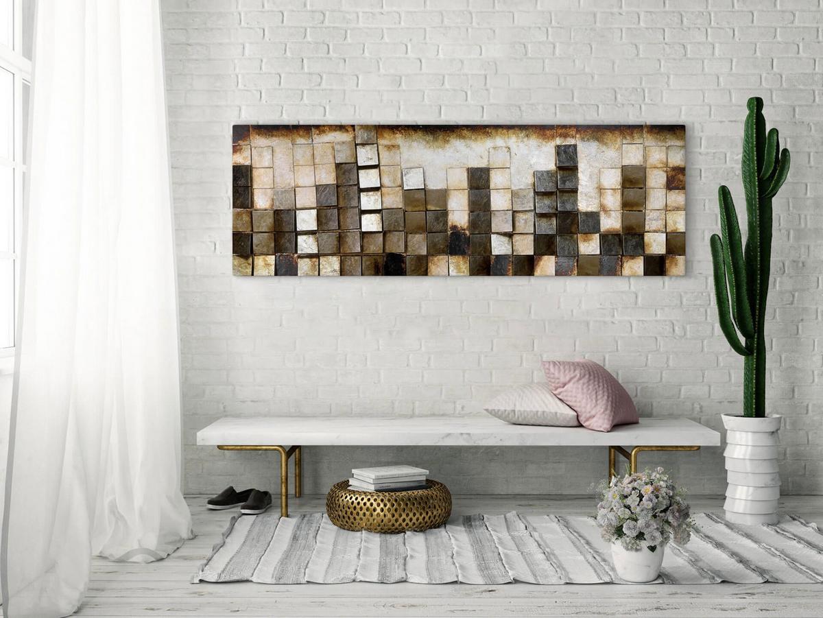 WANDBILD Gold 144/43 cm - Goldfarben, Holz/Kunststoff (7.5/43cm) - KUNSTLOFT