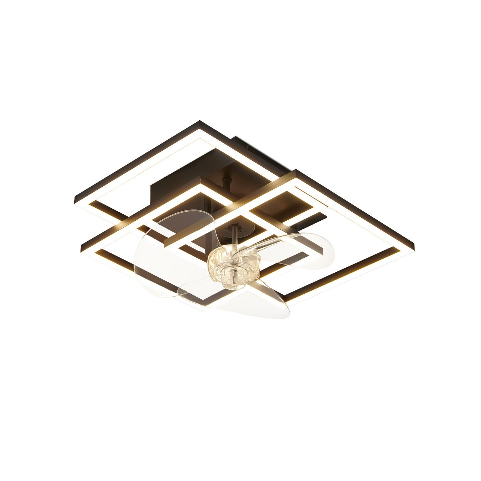 DECKENVENTILATOR Mit Beleuchtung Qalen 37/37/16.5 cm - Schwarz, Kunststoff/Metall (37/37/16.5cm) - ZMH