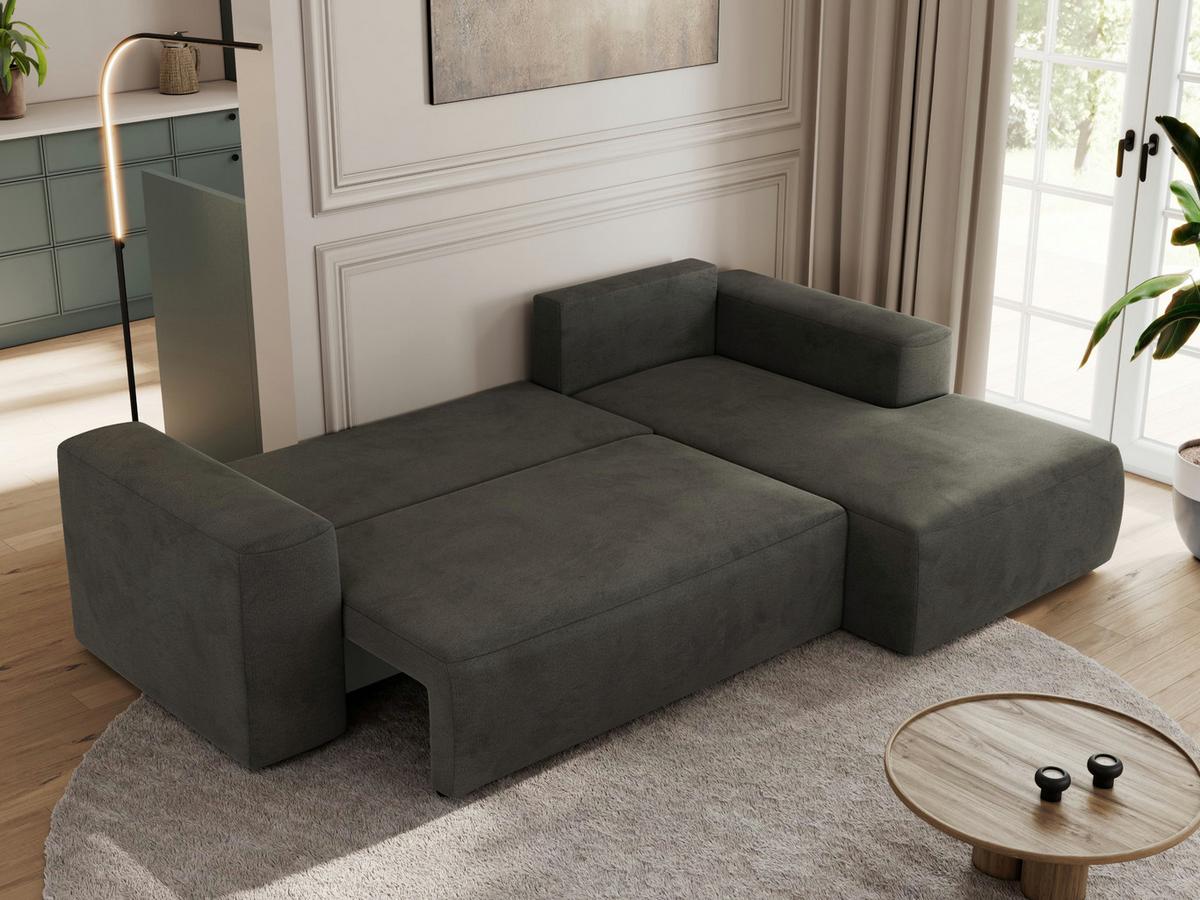 ECKSOFA TRENTINO L Dunkelgrau Velvet - Rechts - Dunkelgrau/Schwarz, Kunststoff/Textil (164/266cm) - MKS