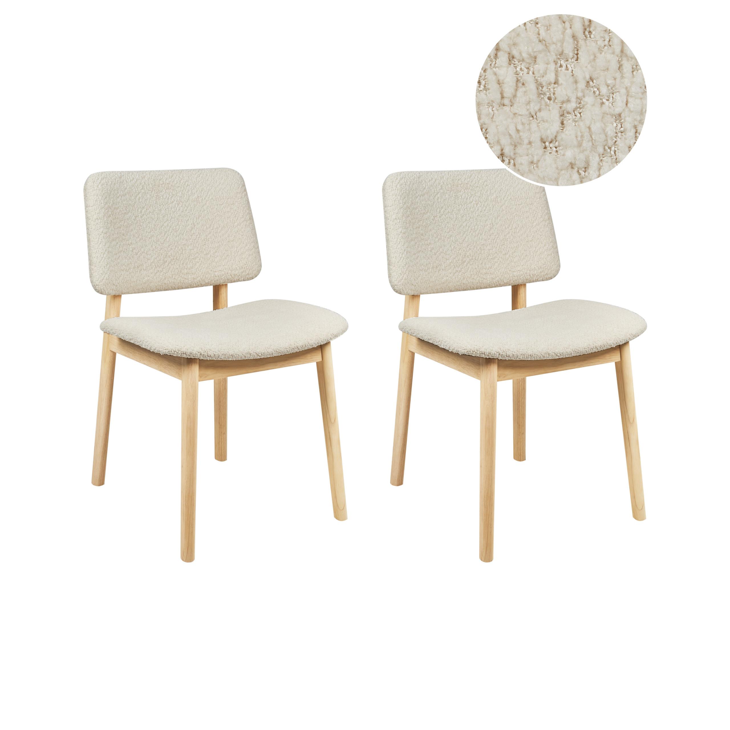 ESSZIMMERSTUHL 2er-Set Cremeweiß Blane - Braun/Weiß, Holz (48/79/53cm) - Beliani