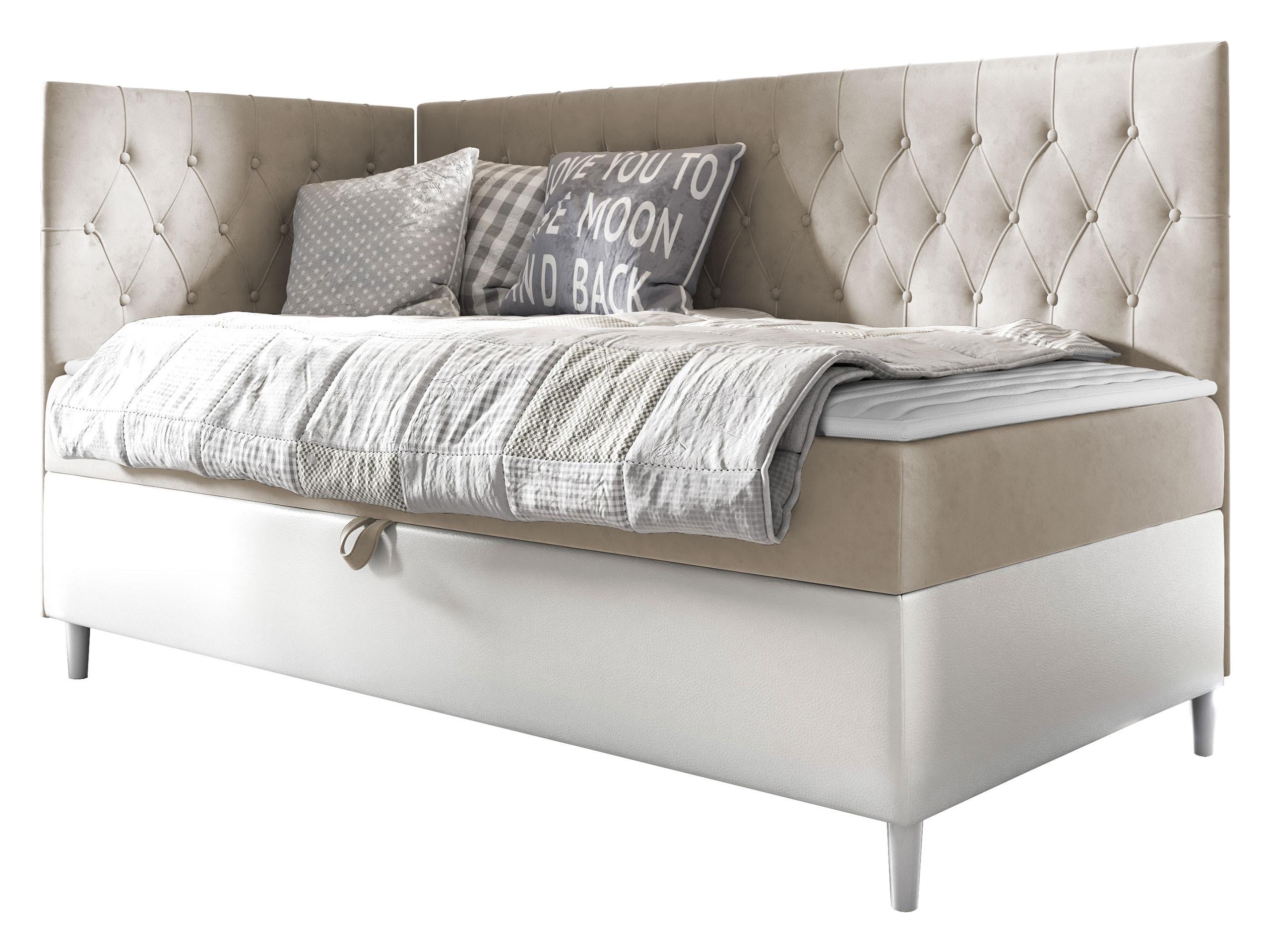 BOXBETT Filip Junior 3, Seite zum Öffnen des Bettkastens: Links - H3 - Creme/Weiß, Holz (90/200cm) - MIRJAN24