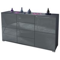SIDEBOARD Rova Grau Hochglanz - Grau, Holzwerkstoff (138.5/75.5/35cm) - Vladon