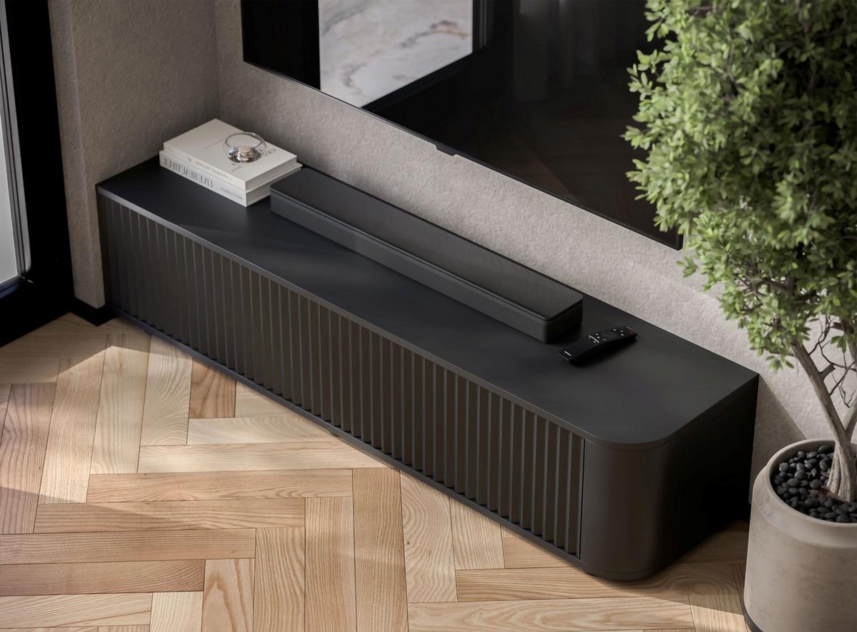TV-LOWBOARD Aurora Schwarz matt 140 cm mit niedrigen Füßen - Schwarz, Holzwerkstoff (140/31/35cm) - Meble Lindner