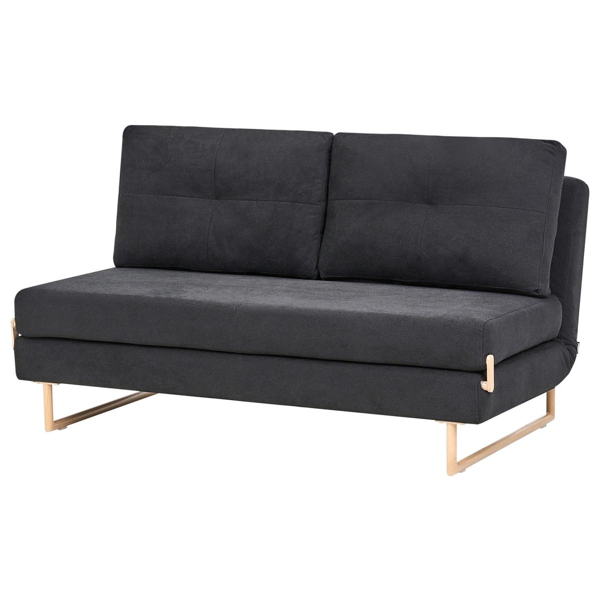 SCHLAFSOFA 3-Sitzer Stoff Schwarz Jerslev - Hellbraun, Textil (150/87/84cm) - Beliani