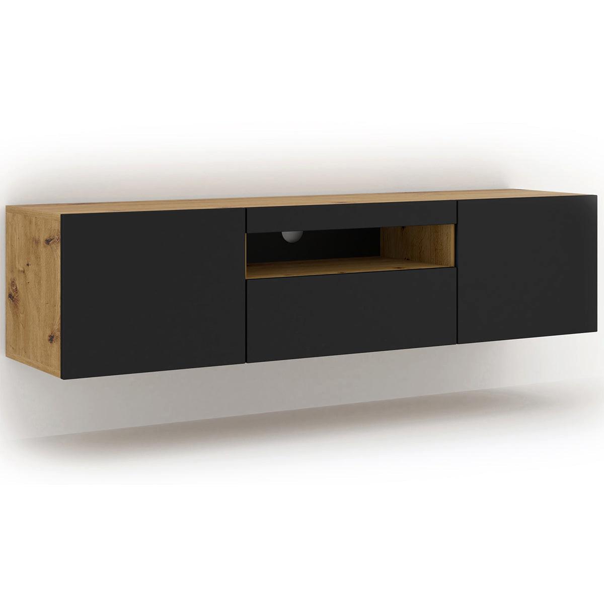 TV-MÖBEL Aurus Holz und Schwarz - Eichefarben/Schwarz, Holzwerkstoff (150/36/37cm) - Petits-meubles