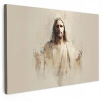 LEINWANDBILD Porträt - Abstrakt - Jesus - Beige XXL 150x100 cm - Beige, Textil (150/100cm) - MuchoWow