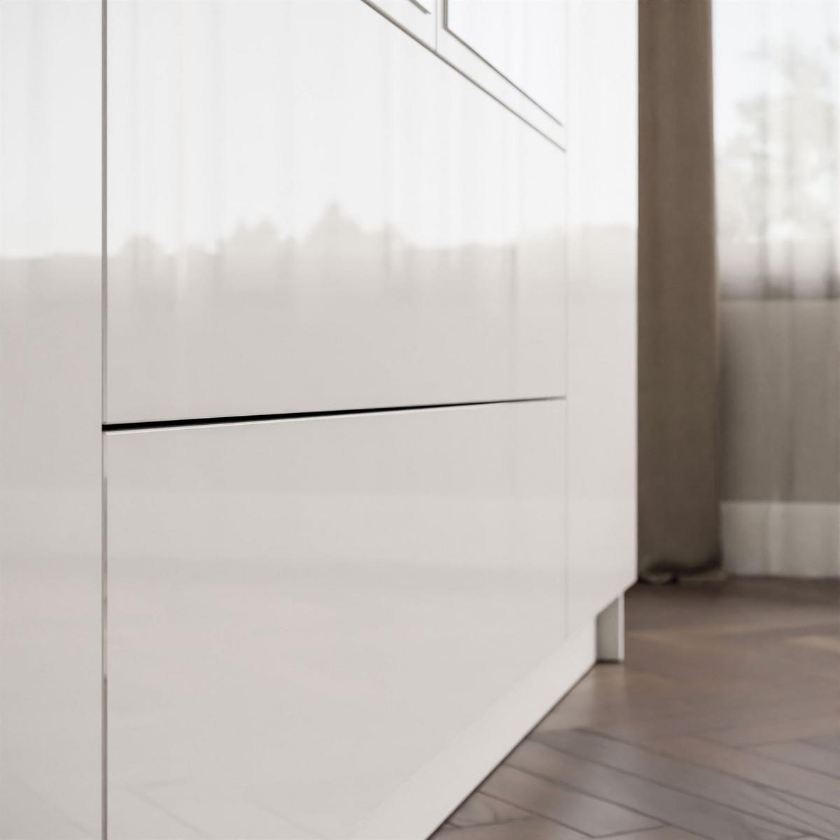 KLEIDERSCHRANK AURORA 4D2SZ mit Schubladen und Griffen - Weiß Hochglanz, Holzwerkstoff (200/213/57cm) - Lookway