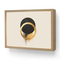 WANDLEUCHTE MIT AKKU Abstraktes Design - Schwarzer Kreis - Farbflecken 40x30 cm - Creme, Holzwerkstoff (40/30/8cm) - OnlyWow