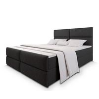 BOXBETT MULEN 200x200 cm mit Matratze und Topper, H2+H3 - Schwarz - Schwarz, Holz (200/200cm) - MASSENO