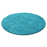HOCHFLORTEPPICH RHEIN, einfarbig, Türkis, Ø 200 cm - Blau, Textil (200/200cm) - KADIMA DESIGN