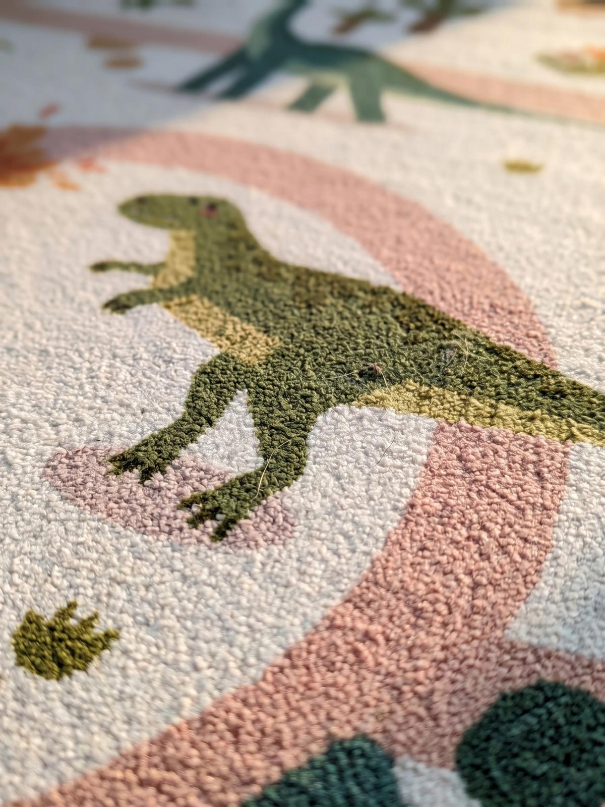 SPIELTEPPICH Waschbar TINO in Creme, mit Dino-Landschaft, 140 x 200 cm - Beige, Textil (200/140cm) - KADIMA DESIGN