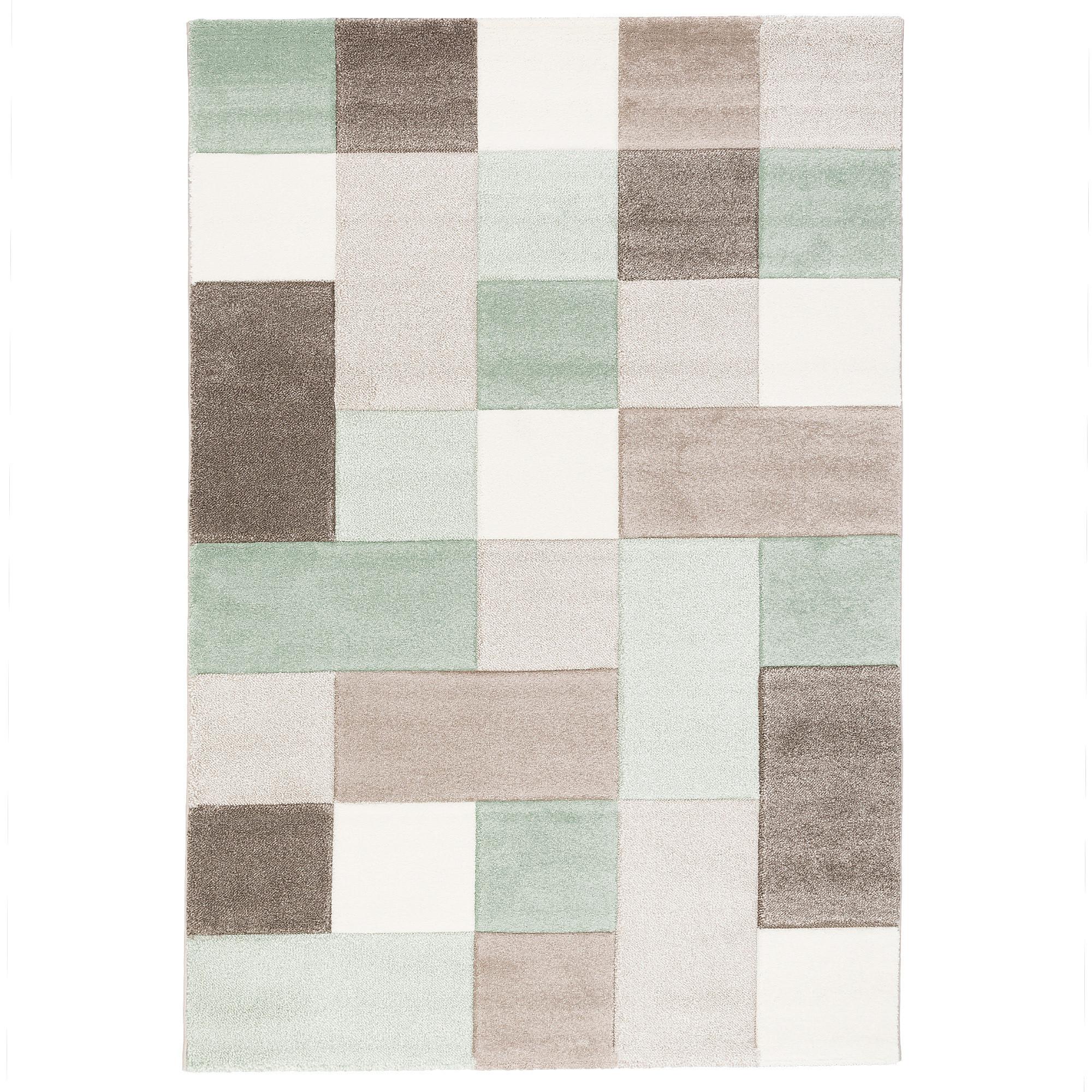 DESIGNER TEPPICH MAUI PASTELL GRÜN BEIGE KARO - Beige/Grün, Textil (120/170cm) - Pergamon