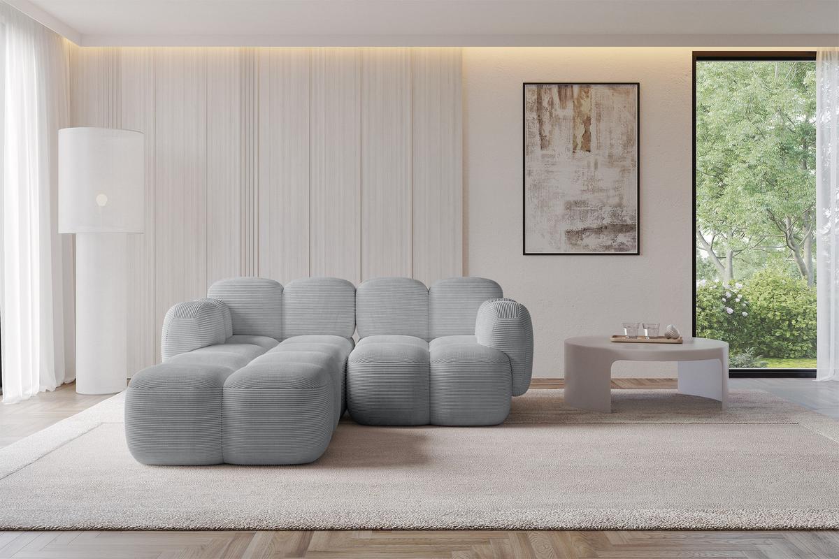 ECKSOFA modulares Sofa Links Miko-L1 214x205x75 Grau Cord - Anthrazit/Schwarz, Holzwerkstoff/Kunststoff (214/205cm) - ALTDECOR