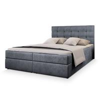 BOXBETT GLOS M 140x200 cm mit Matratze und Topper, H2+H3 - Grau - Grau, Holz (140/200cm) - MASSENO