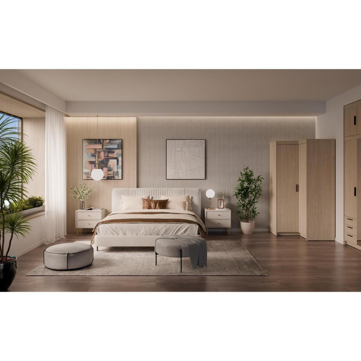 ECKSCHRANK Elena mit 2 Türen, 95x95 cm, Eiche Geölt - Hellbraun/Eichefarben, Holzwerkstoff (95/190.5/95cm) - Beautysofa