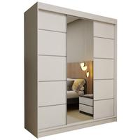 SCHWEBETÜRENSCHRANK MIRELLA 180/216/61 cm 3-türig mit Spiegel Weiß - Weiß, Holzwerkstoff (180/216/61cm) - MASSENO