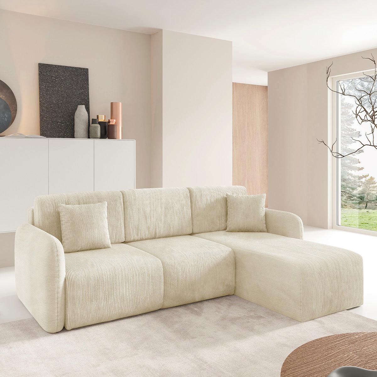 ECKSOFA Dora 3 Sitzplätze Beige - Beige, Holz (245/185cm) - Petits-meubles