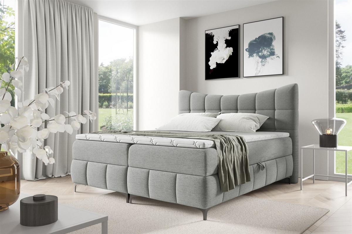 BOXBETT Charles In Freya - Grau, Holzwerkstoff/Textil (160/200cm) - Fun Möbel