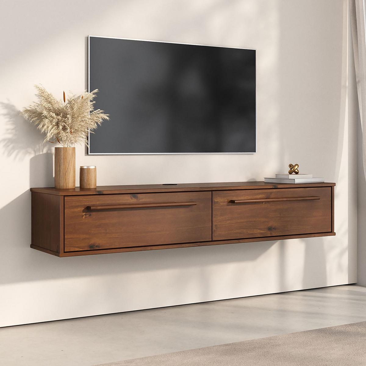 LOWBOARD TECCA - Kastanienfarben, Holz (145/26/33cm) - IDIMEX