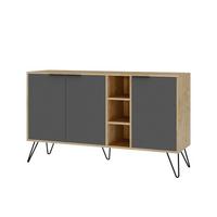 SIDEBOARD 3 Nischen und 3 Türen L142 cm - Clara - Anthrazit, Holzwerkstoff (35.6/83/15cm) - Calicosy