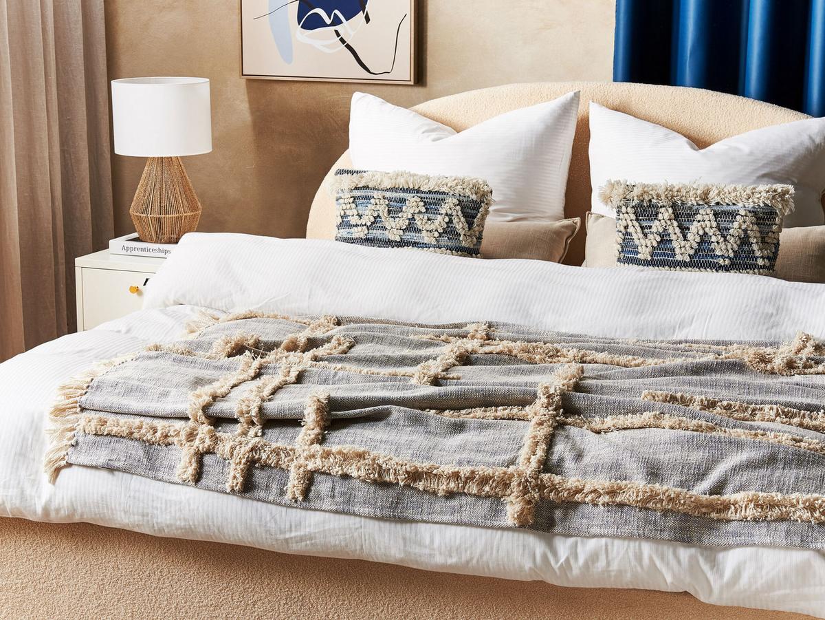 DECKE Beige Hospet 130/180 cm - Beige, Naturmaterialien/Textil (130/180cm) - Beliani