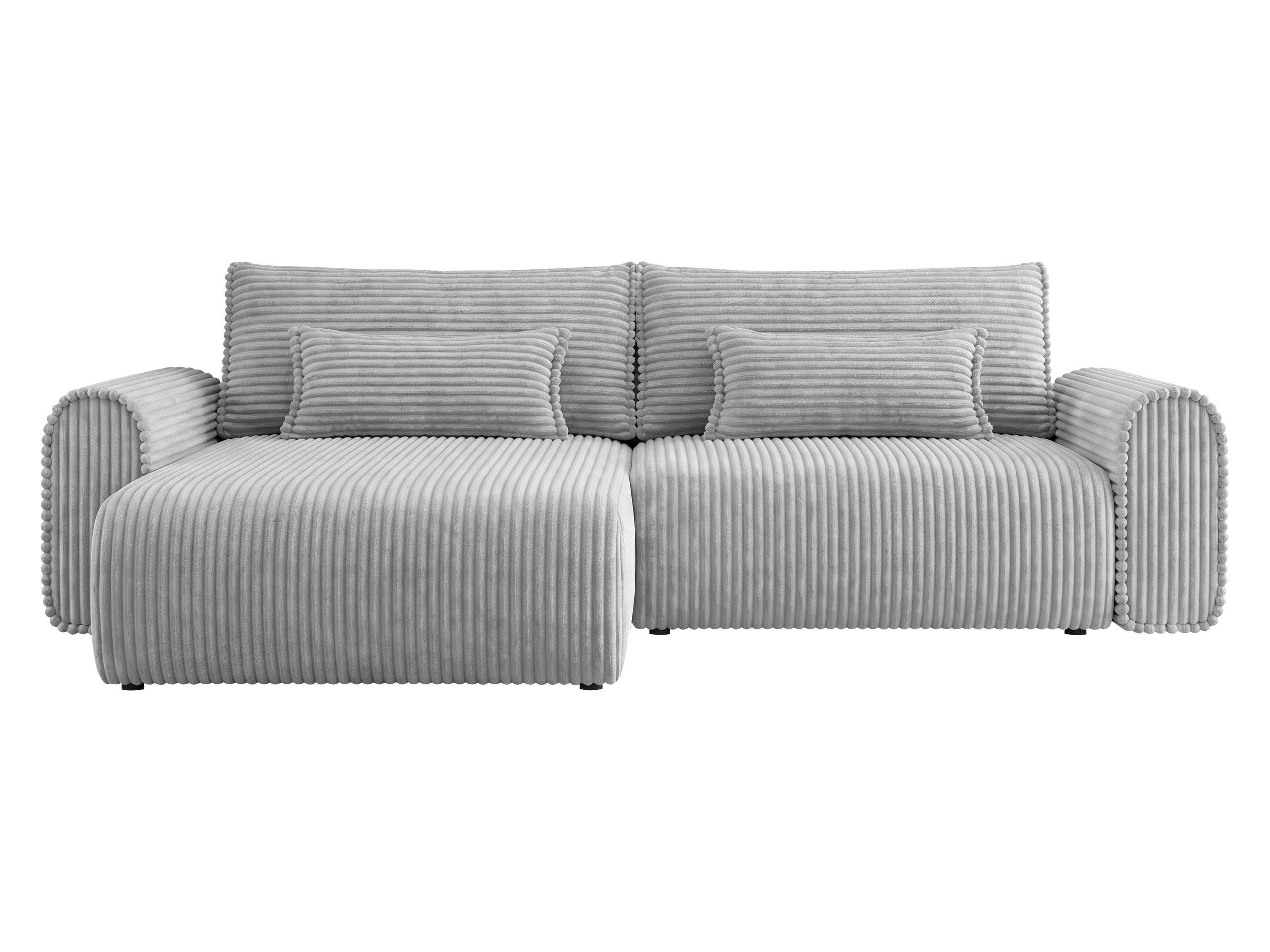 ECKSOFA Surles Cord - Hellgrau/Schwarz, Holz/Kunststoff (245/145cm) - MIRJAN24