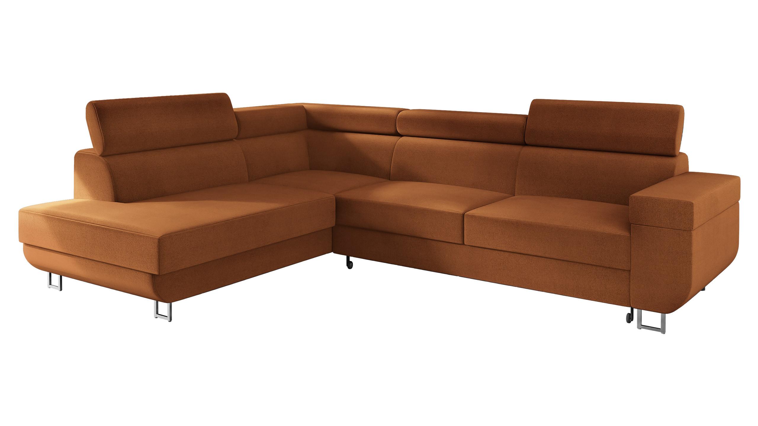ECKSOFA Fonti, Seite: Links - Orange, Holz/Textil (253/188cm) - MIRJAN24