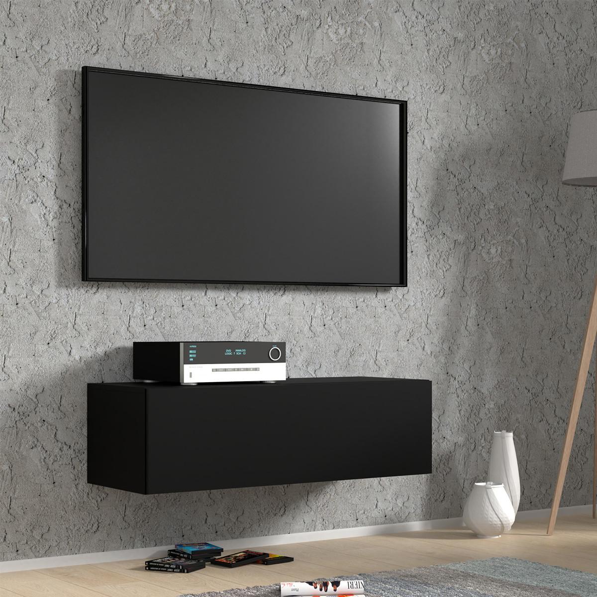 TV-MÖBEL Bali Mattschwarz - Schwarz, Holzwerkstoff (100/30/40cm) - Petits-meubles