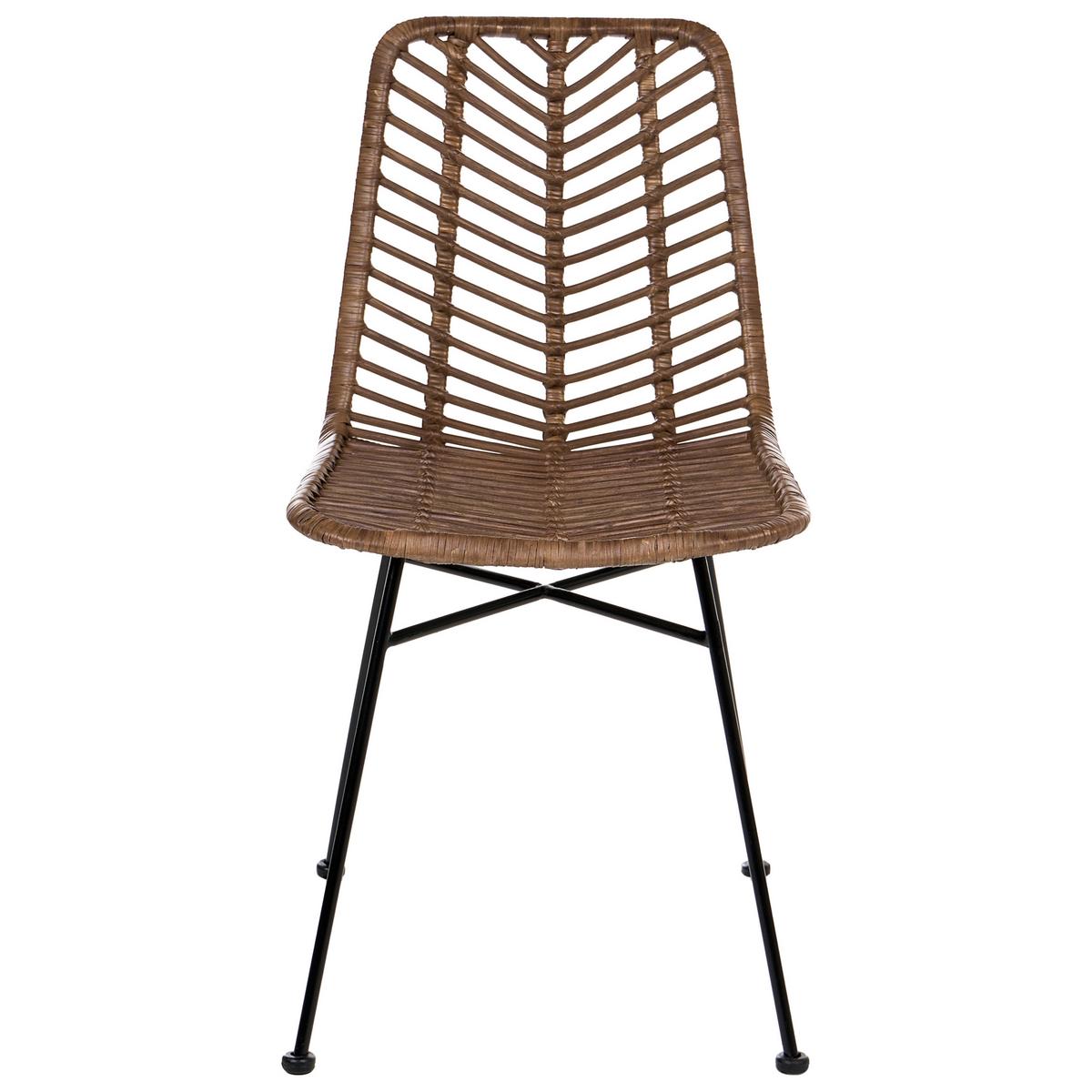 ESSZIMMERSTUHL 2er-Set Rattan Braun Dilley - Braun, Naturmaterialien (45/83/60cm) - Beliani
