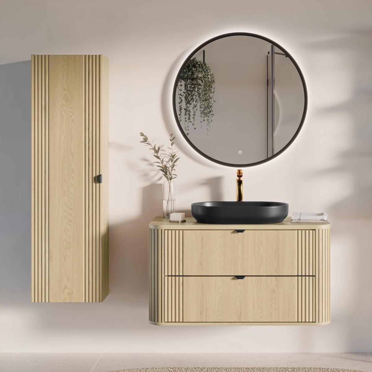 WASCHBECKENUNTERSCHRANK Cremona 2 Schublade Eiche - 100 x 46 x 54 cm - Eichefarben, Holz (100/54/46cm) - Badplaats