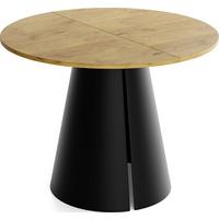 ESSTISCH Lamio runder ausziehbarer, Eiche Hell Braun 100-180/100/76 cm - Eichefarben/Schwarz, Holzwerkstoff/Metall (100/176/76cm) - WFL GROUP