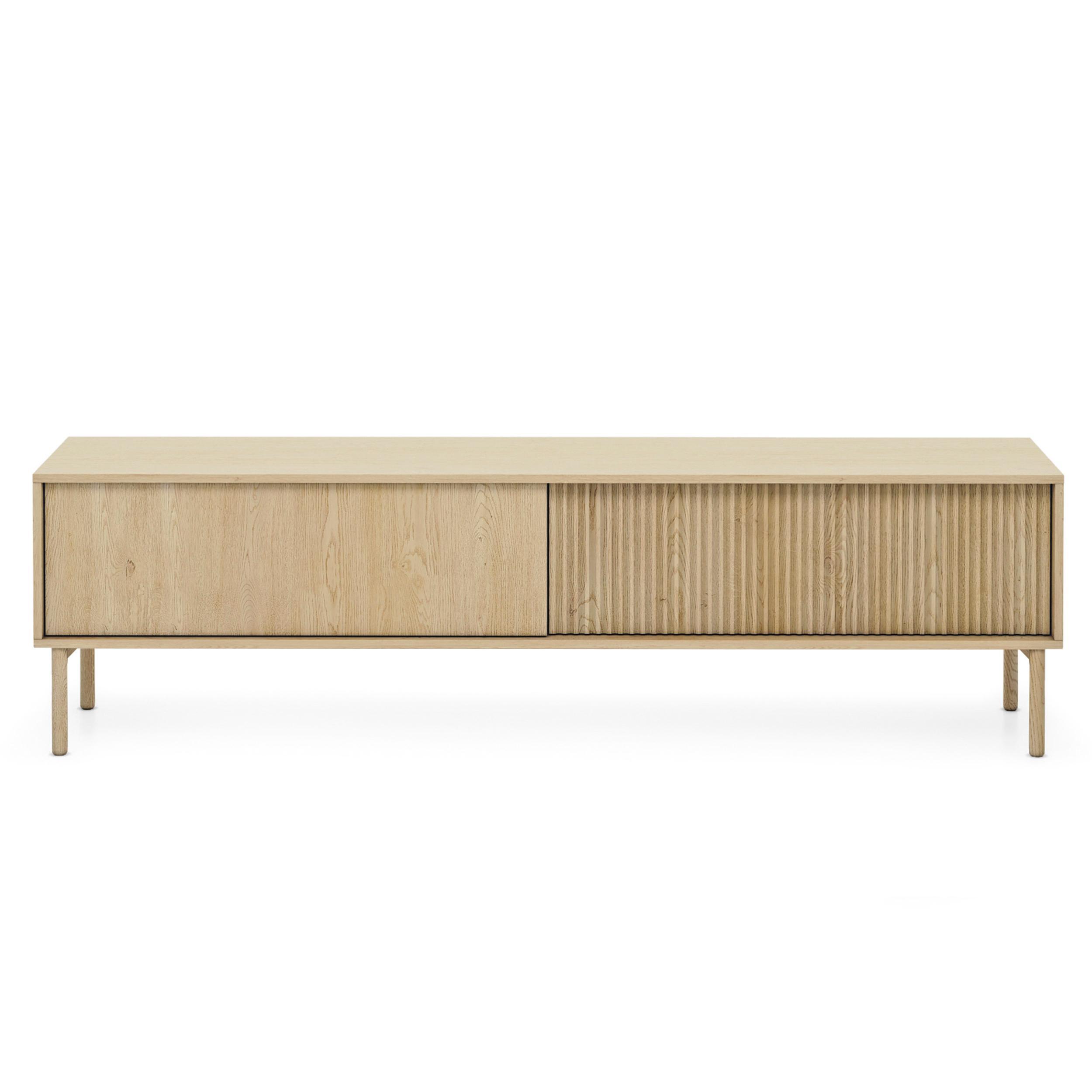 LOWBOARD Trentinis 2T Beige 187,1/53,4/39,5 cm – Geriffelte Fronten - Eichefarben, Holzwerkstoff/Metall (187.1/51.8/39.5cm) - AX Living