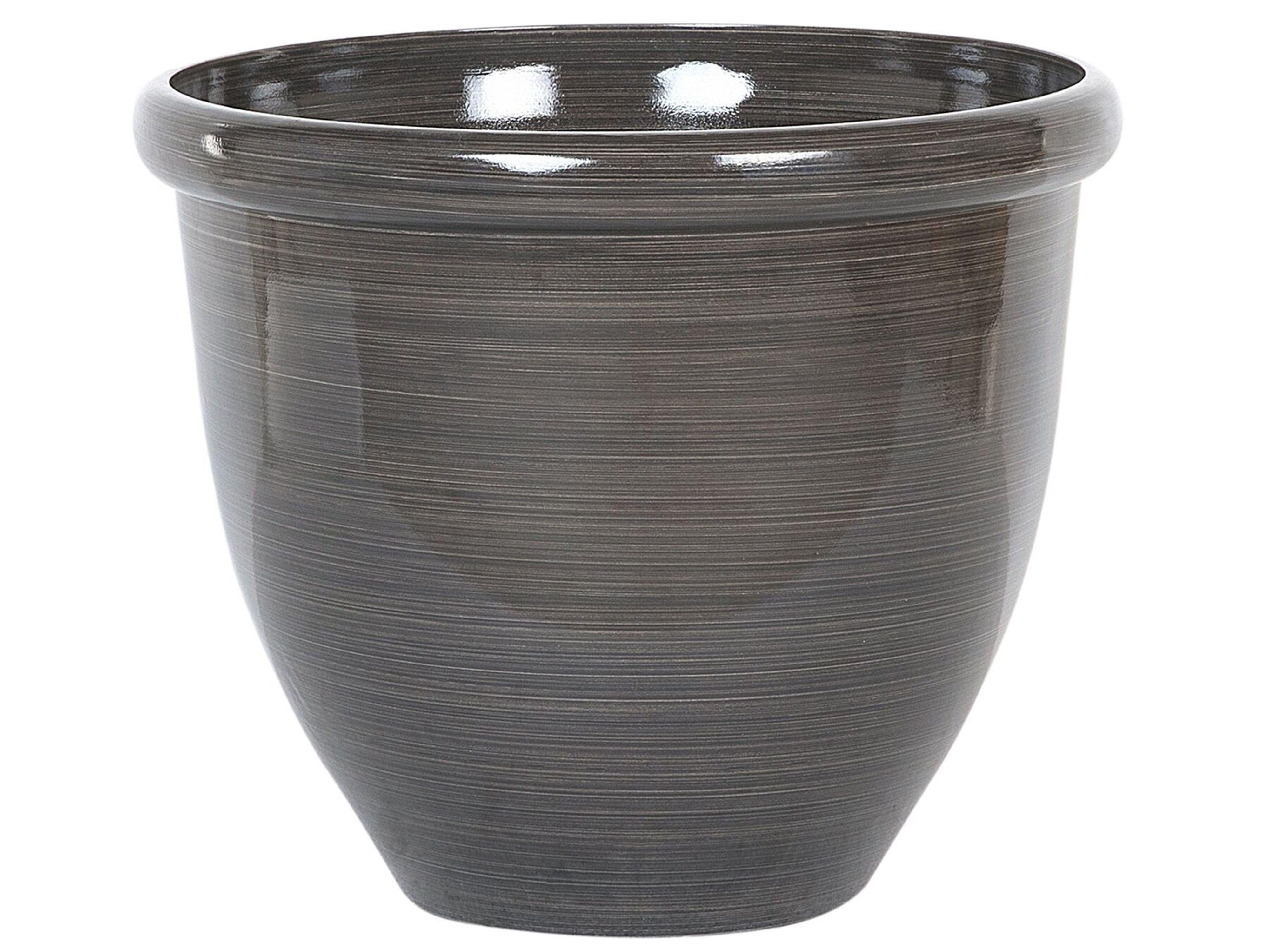 BLUMENTOPF dunkelbraun rund 49/49/41 cm Tesalia - Braun, Stein (41cm) - Beliani