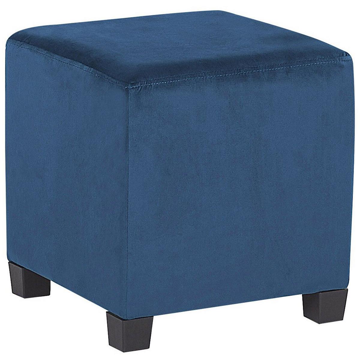 SESSEL Samtstoff blau plus Hocker Sandset - Blau, Textil (72/103/75cm) - Beliani