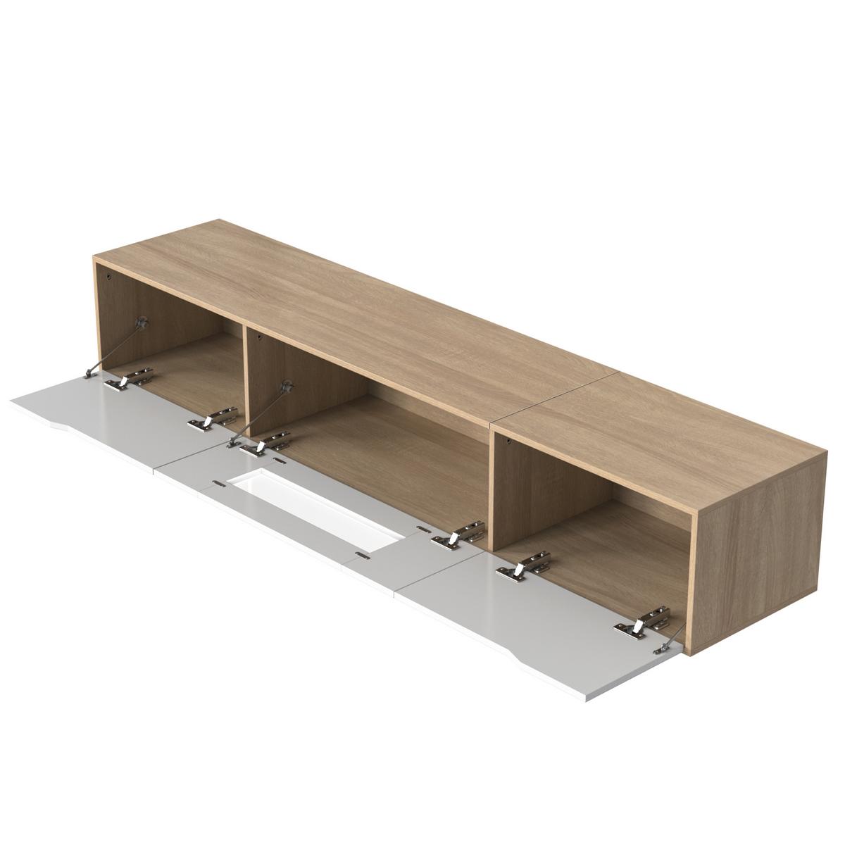 TV-LOWBOARD 180 cm in Weiß Hochglanz & Holz-Optik - Weiß, Holzwerkstoff (180/30/35cm) - Urban Meuble