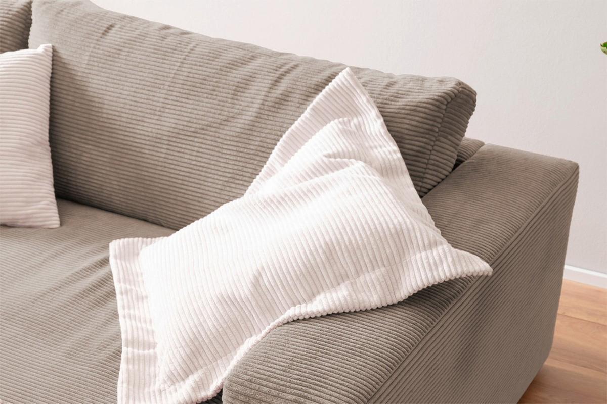 BIG SOFA XL MADELINE Taupe Cord - Taupe/Schwarz, Kunststoff/Textil (290/85/190cm) - KAWOLA