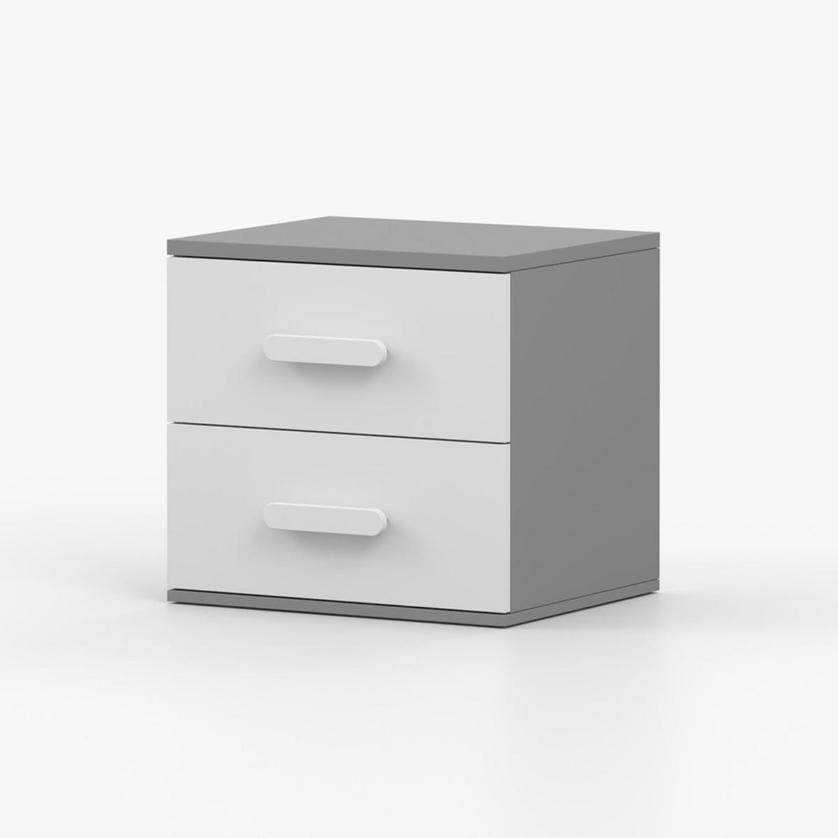 NACHTTISCH JONAS II 22, 55/51/44, 2 Schubladen, grau - Grau, Holzwerkstoff (55/44/51cm) - imoebel24