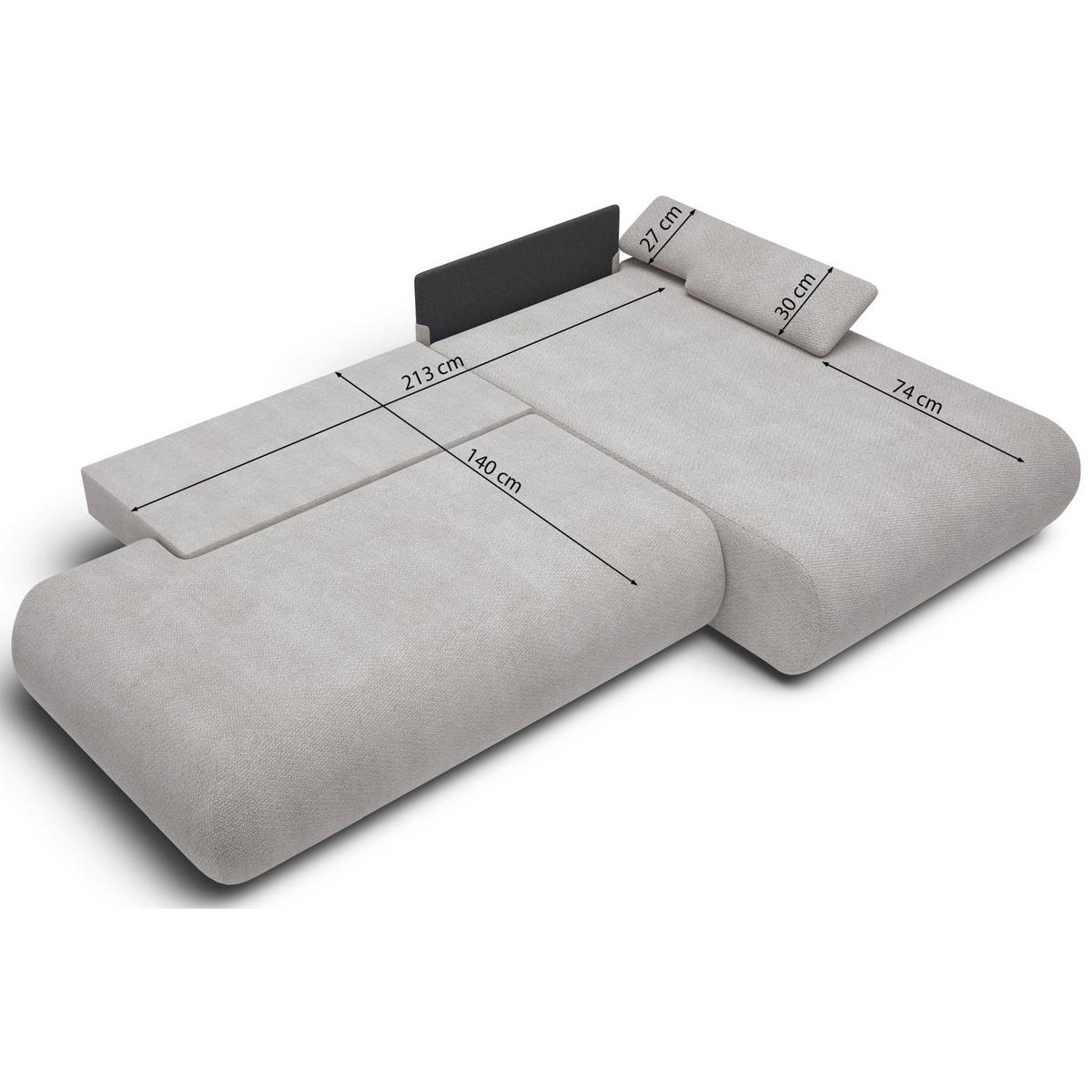 ECKSOFA Armone Beige Chenille - Beige/Schwarz, Kunststoff/Textil (173.5/286cm) - Selsey