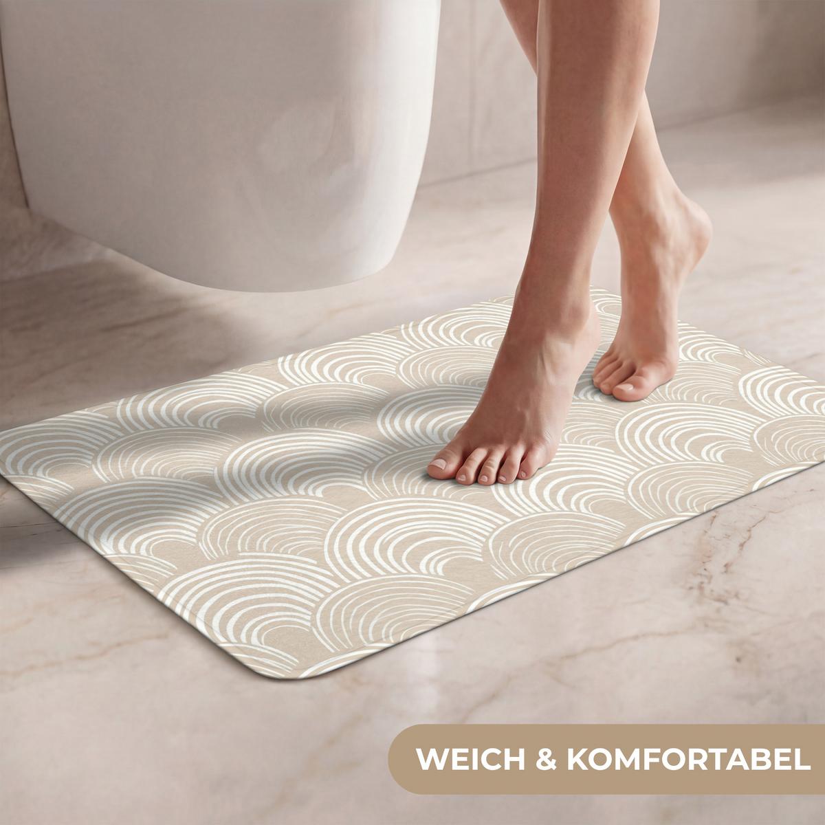 WC-VORLEGER Wellen - Textur - Beige Toilettenvorleger 60x40 cm - Kaschmir, Textil (60/1cm) - OnlyWow