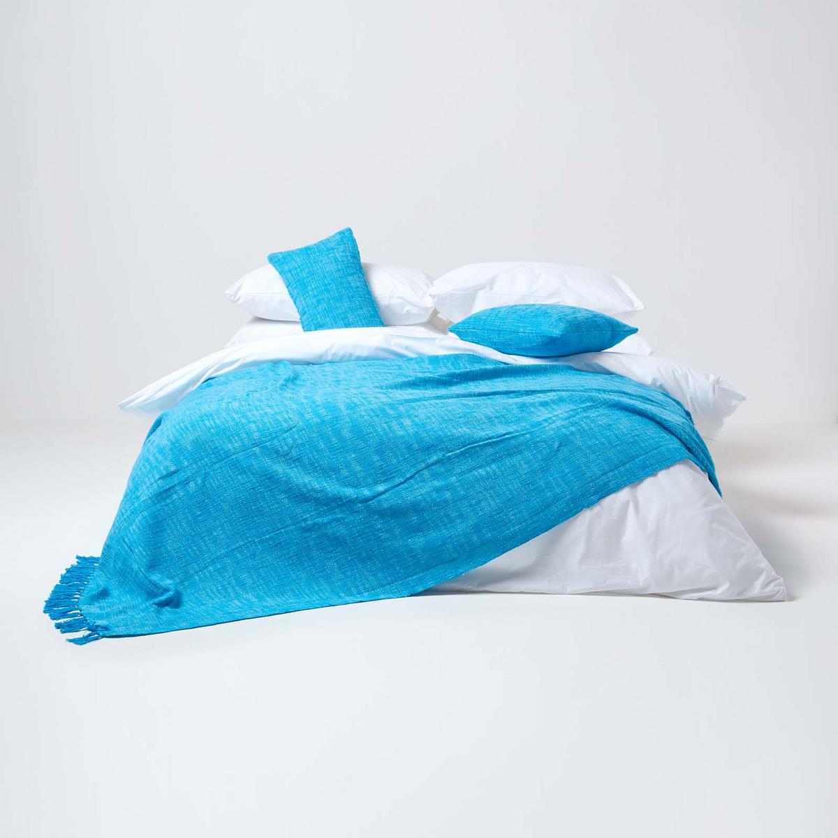 KISSENHÜLLE Nirvana Slub 60/60 cm, 100% Baumwolle - Türkis, Textil (60/60cm) - Homescapes