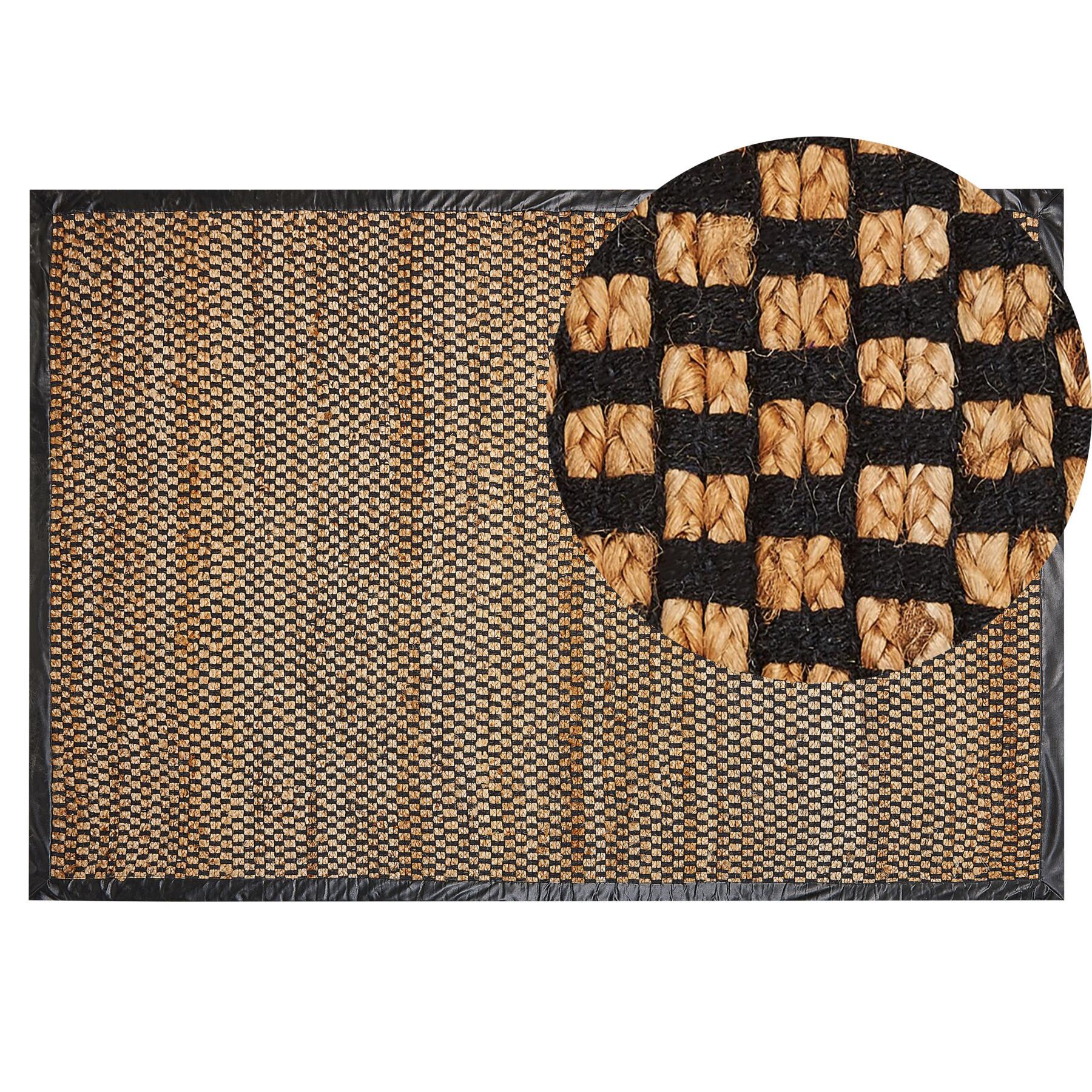 KURZFLOR-TEPPICH Schwarz 140/200 cm Gerce - Beige/Schwarz, Naturmaterialien (140/200cm) - Beliani