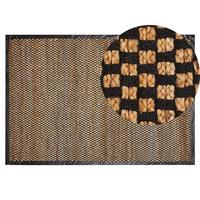 KURZFLOR-TEPPICH Schwarz 140/200 cm Gerce - Beige/Schwarz, Naturmaterialien (140/200cm) - Beliani