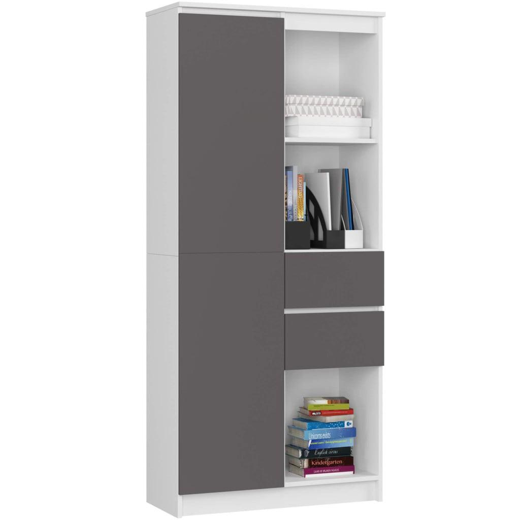 STANDREGAL Weiß, Graphit Grau 180/80/35 - Weiß, Holzwerkstoff (80/180/35cm) - RAUMHIRSCH FURNITURE